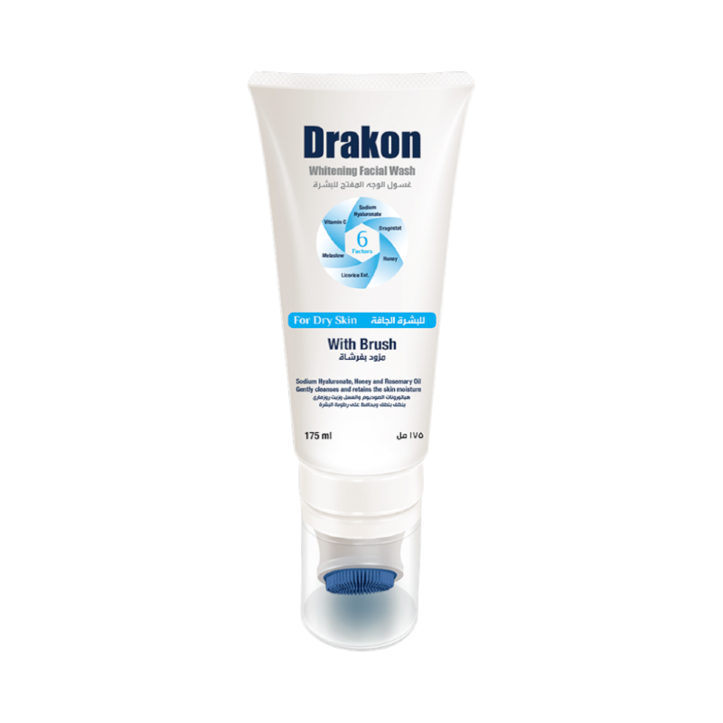DRAKON WHITENING FACIAL WASH FOR DRY SKIN 175ML+BRUSH