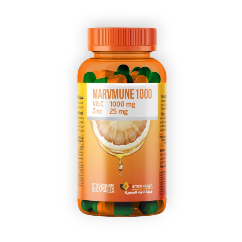 MARVMUNE 1000 VIT.C ZINC 25 MG 60 CAP سعر جديد