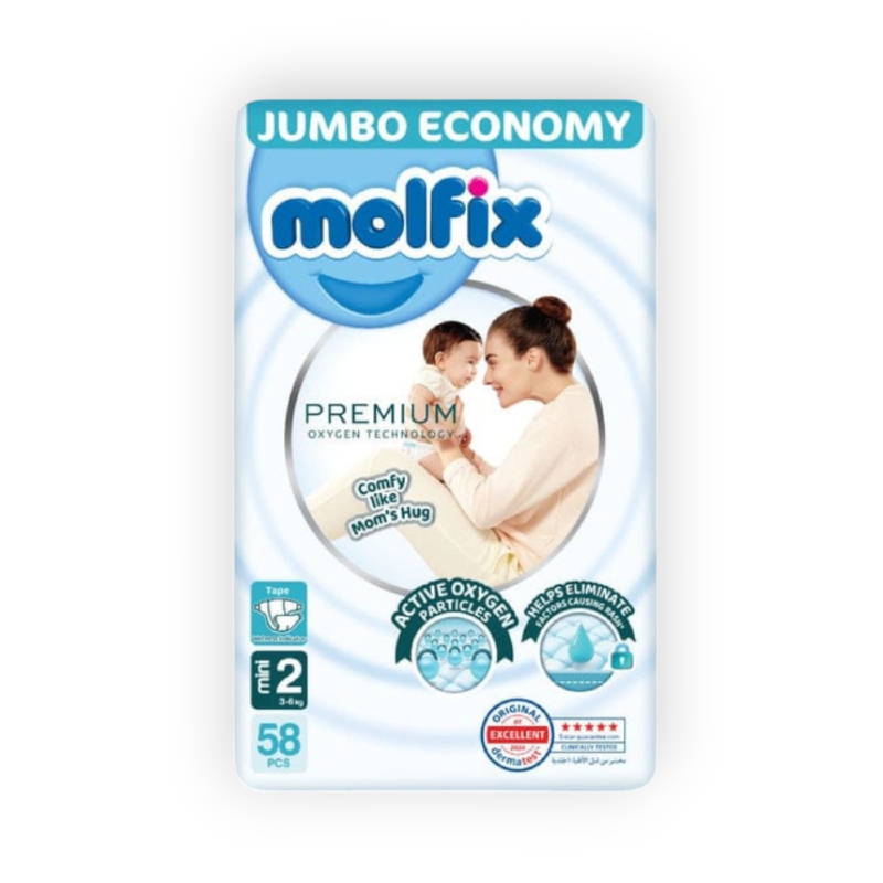 MOLFIX 2 DIAPERS OXYGEN PREMIUM JUNIOR 3-6KG 58PCS