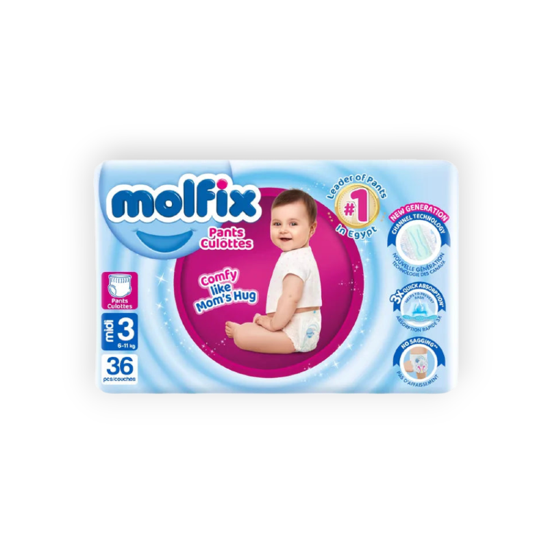 MOLFIX 3 DIAPERS MIDI PANTS (3) 4-9KG 36PCS مصري