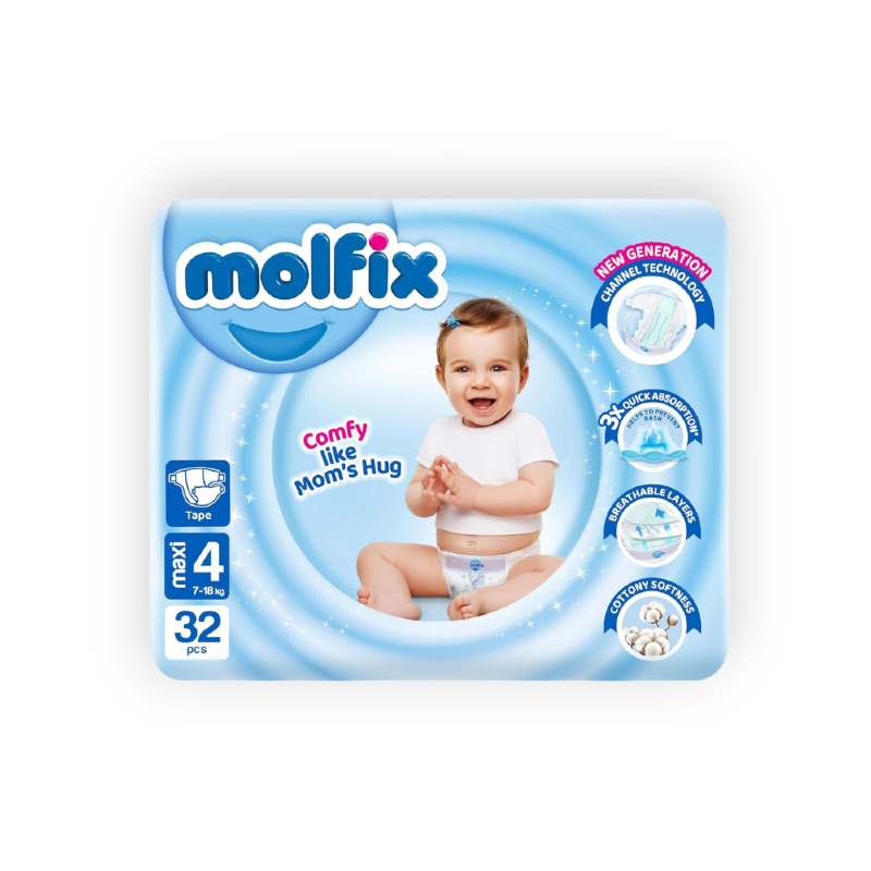 MOLFIX 4 DIAPERS MAXI (4) 7-18KG 32PCSمصرى