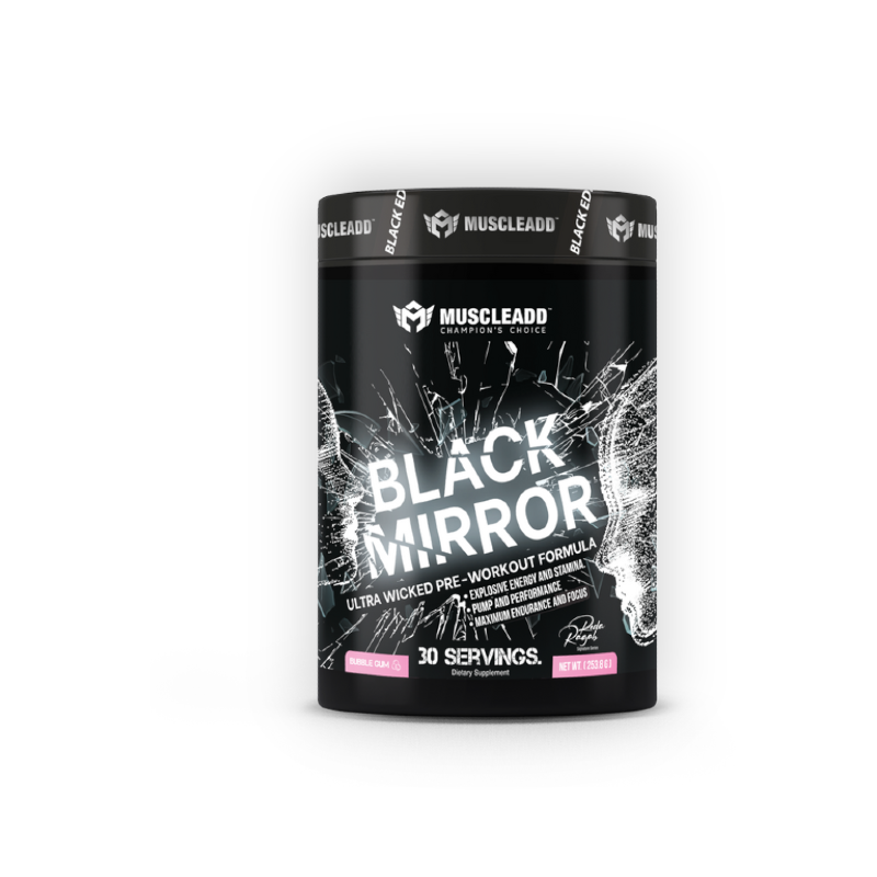MUSCLE ADD BLACK MIRROR 254G 30SERV BUBBLE GUM