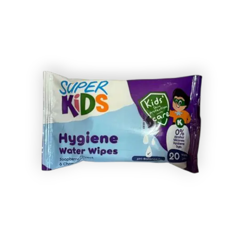 SUPER KIDS HYGIENE WATER WIPES 20 WIPES