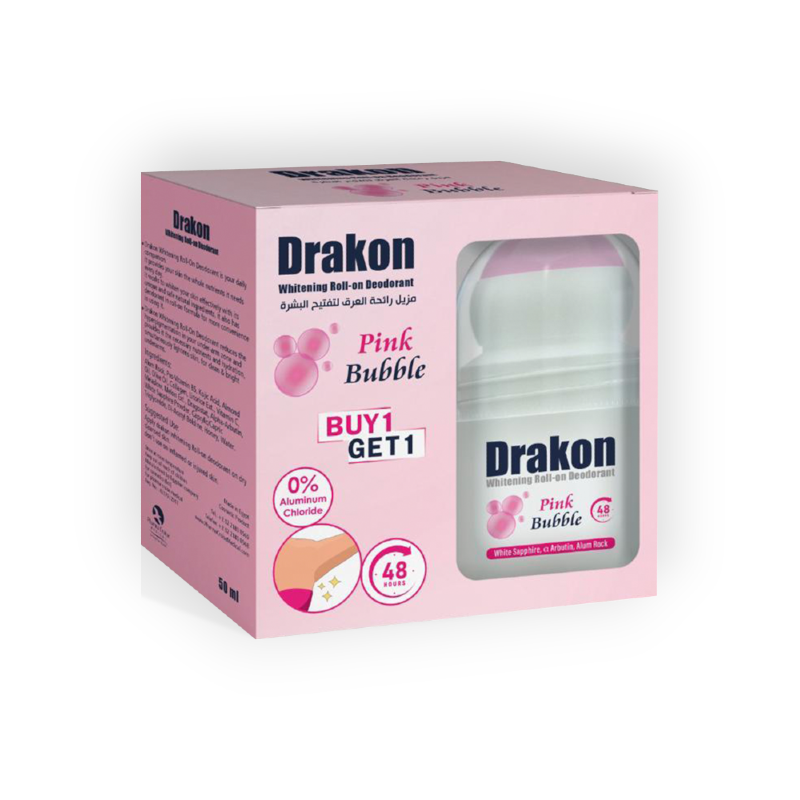 DRAKON WHITENING ROLL ON PINK BUBBLE 1+1 OFFER
