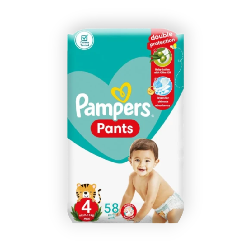PAMPERS (PANTS 4 ) 9-14 KG 58PCS