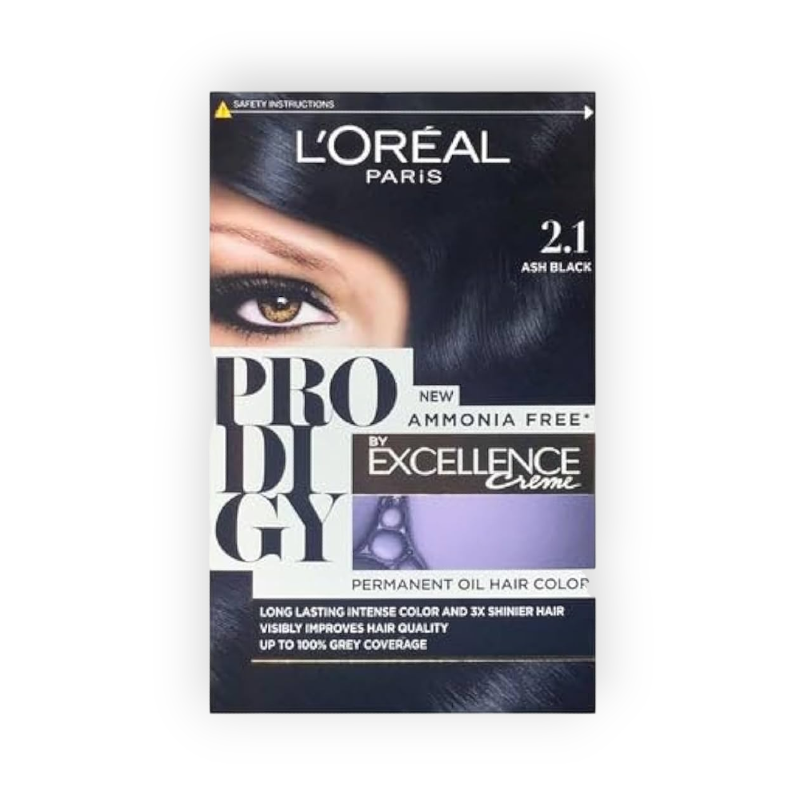 LOREAL PRODIGY HAIR COLOR NO (2.1) ASH BLACK
