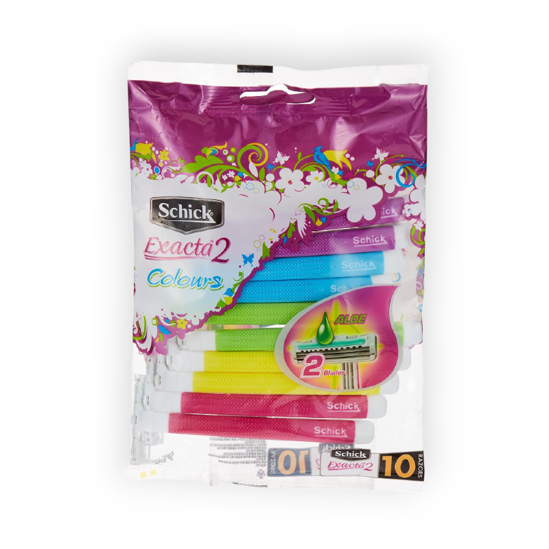 SCHICK EXACTA 2 COLOURS F WOMEN 10PCS (0061)