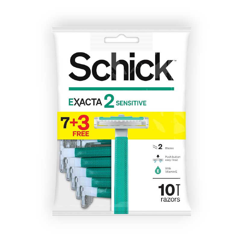 SCHICK EXACTA 2 SENSITIVE F MEN 7+3RAZORS (4102)