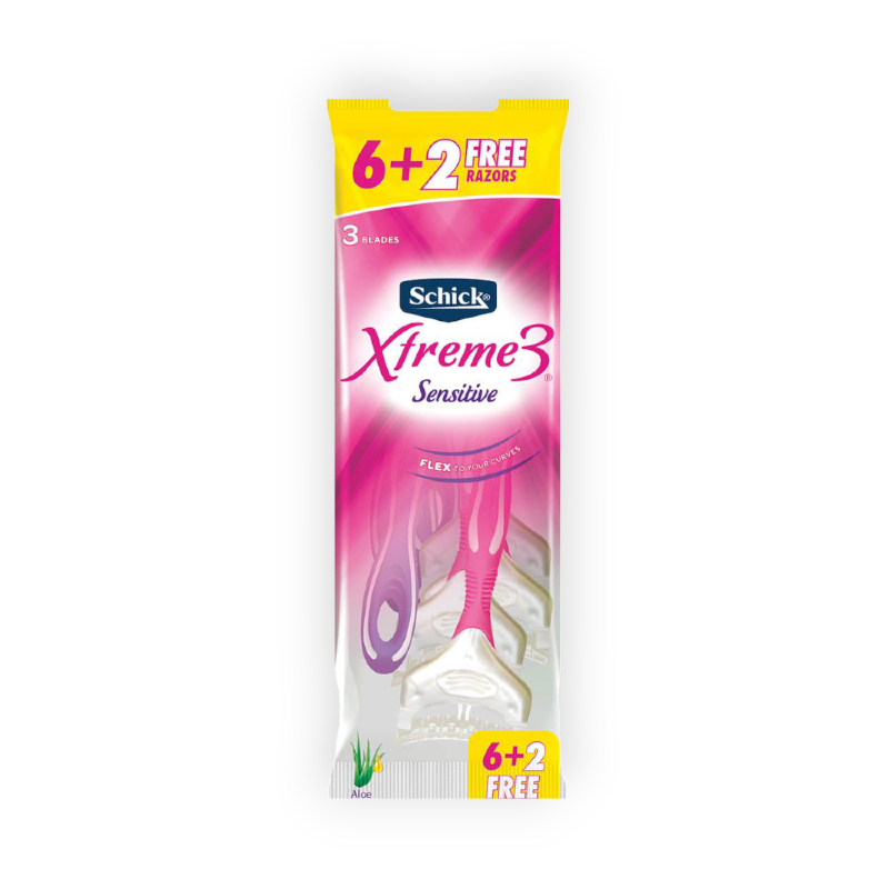 SCHICK XTREME 3 SENSITIVE F WOMEN 6+2 RAZORS (5055)