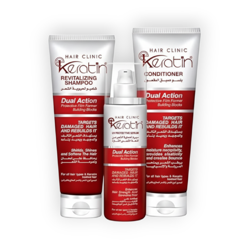 E KERATIN ANTI DANDRU(SHAMPOO+COND+TONIC) شنطة عرض