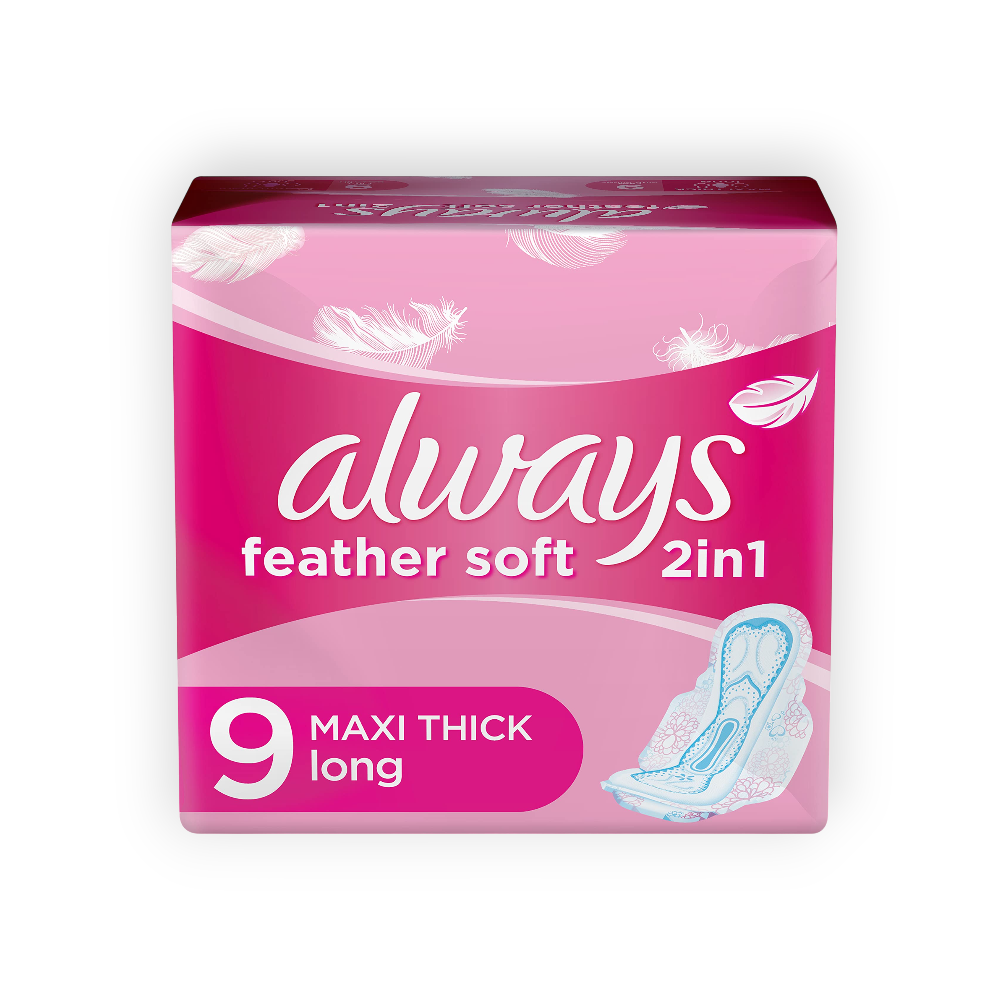 ALWAYS FEATHER SOFT 2IN1 MAXI THICK LONG 9Piece